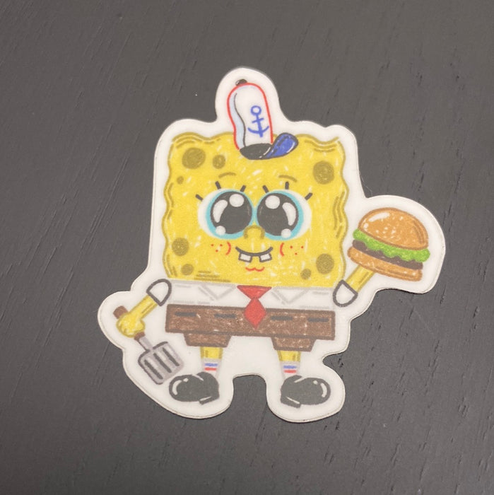 Spongebob with Krabby Patty Vinyl Sticker