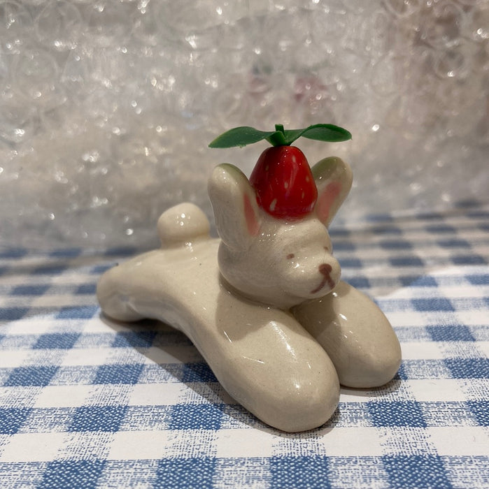 Ceramic Desk Buddy - Strawberry Bunny