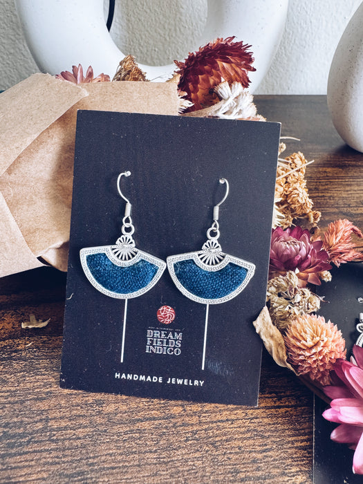 Indigo-Dyed Fabric Earrings