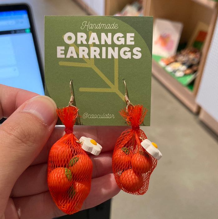 Orange Net Earrings