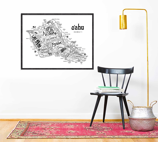 Oahu, Hawaii Map Print