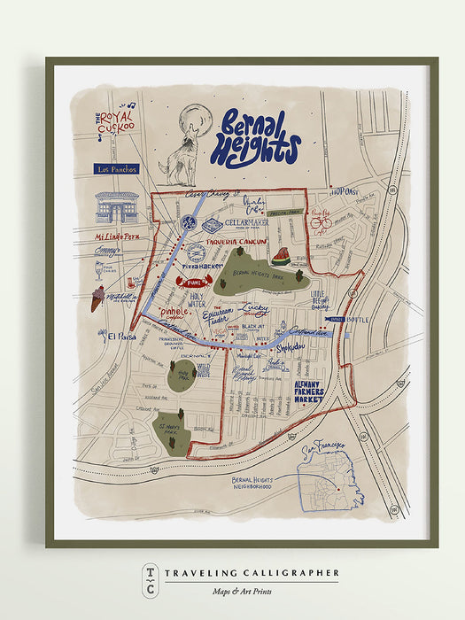 Bernal Heights Map Print