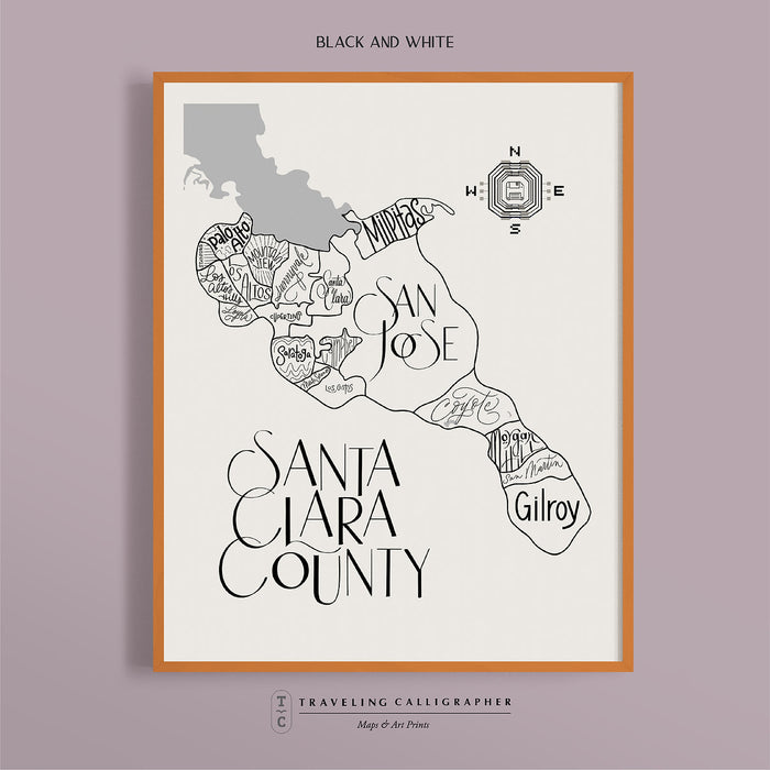 Santa Clara County, CA Map Print