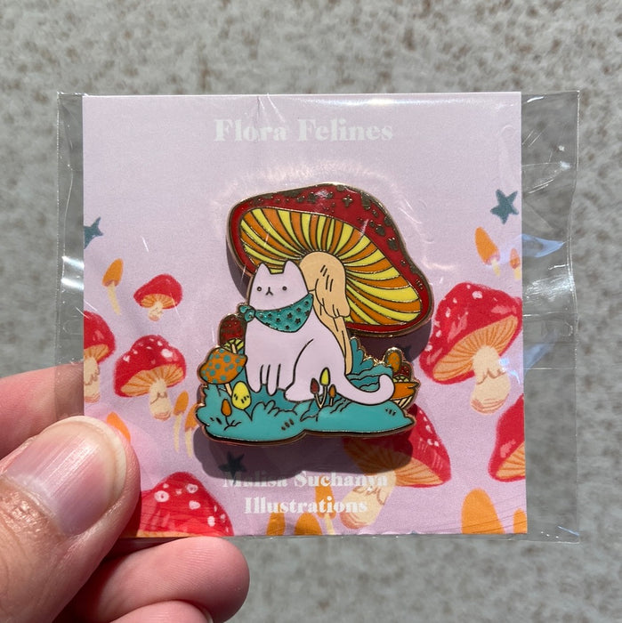 Flora Feline Enamel Pin: Mushi