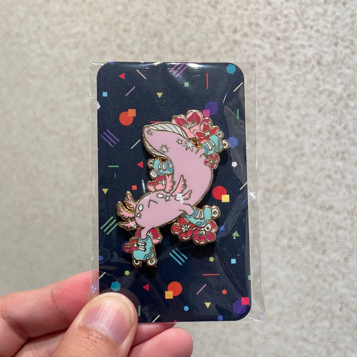 Rollerskating Buddy Enamel Pin: Axolotl