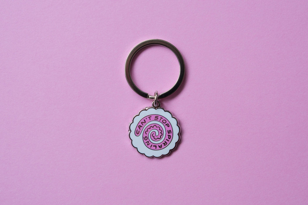 Can't Stop Spiraling Enamel Keychain