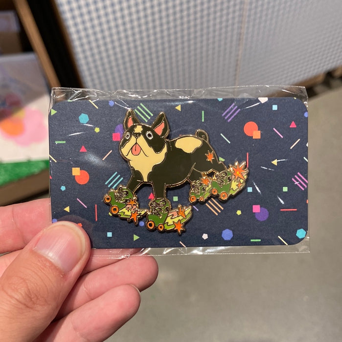 Rollerskating Buddy Enamel Pin: Doggo