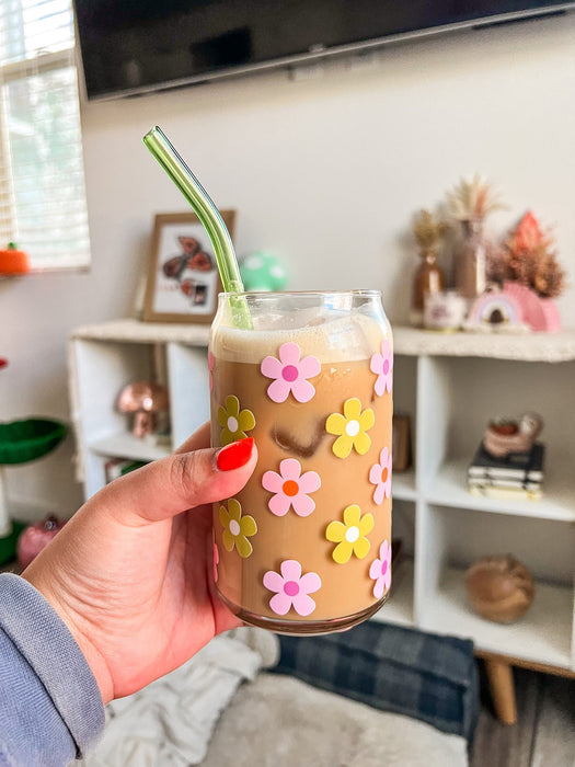 Spring Daisies Glass Cup