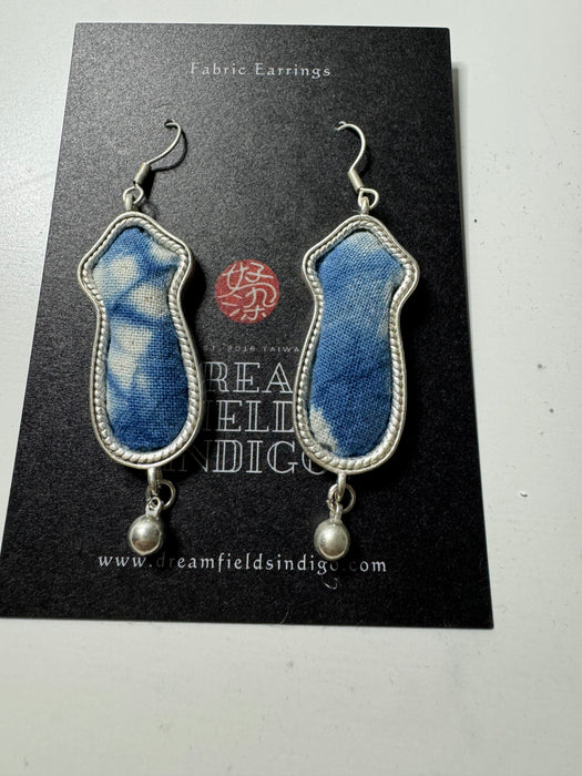 Indigo-Dyed Fabric Earrings