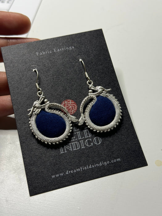 Indigo-Dyed Fabric Earrings