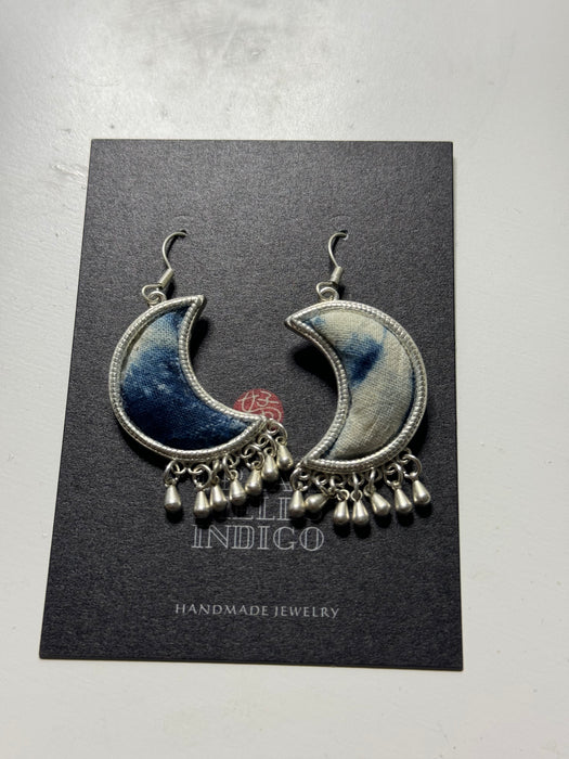 Indigo-Dyed Fabric Earrings