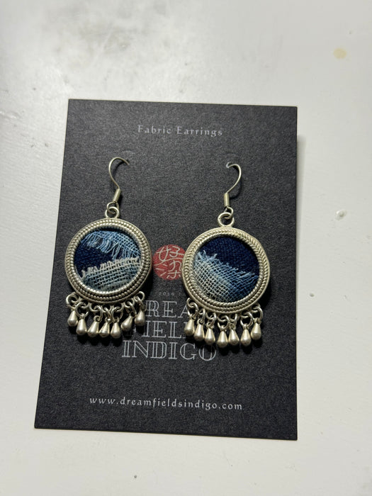 Indigo-Dyed Fabric Earrings