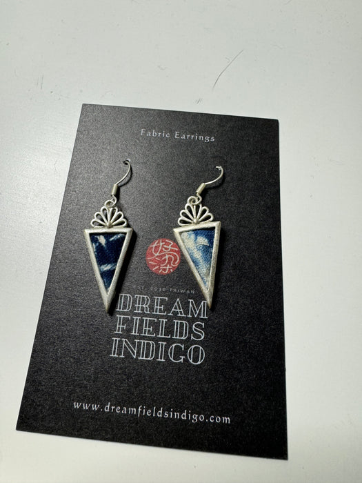 Indigo-Dyed Fabric Earrings