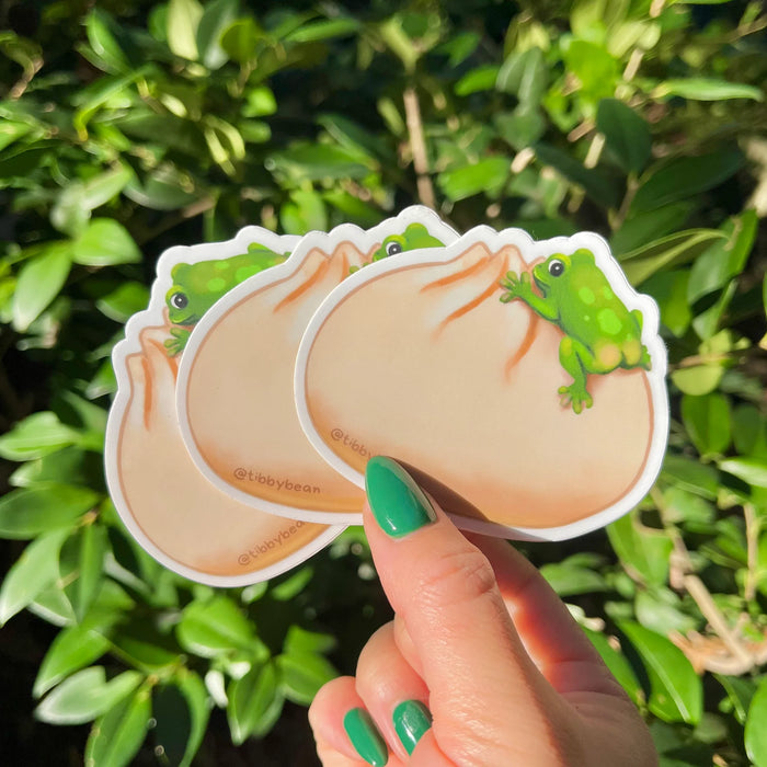 Frog on Bao Bun Sticker