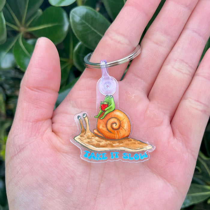 Take It Slow Snail Keychain