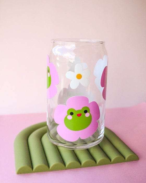 Froggy Flower Head Glass Cup