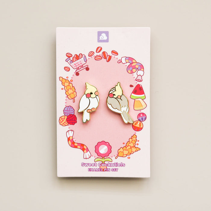 Enamel Pin - Sweet Cockatiels Pin Set