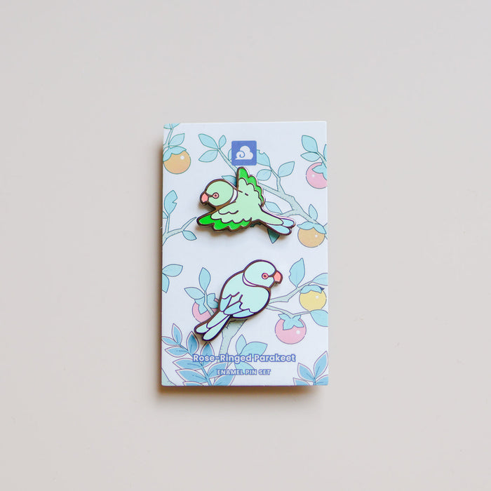 Enamel Pin - Rose-Ringed Parakeets Pin Set