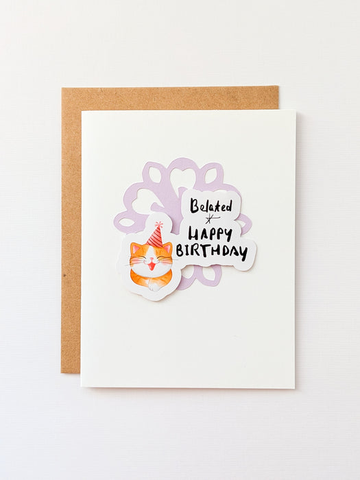 Cat Belated Birthday | Handcrafted Card