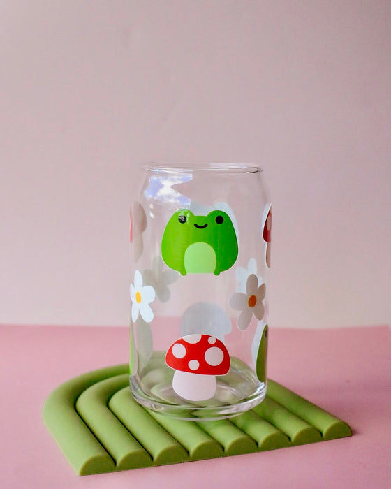 Frog + Mushroom Glass Cup