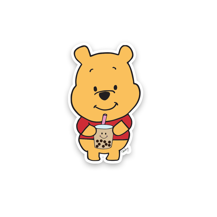 Pooh Bear Boba Vinyl Sticker