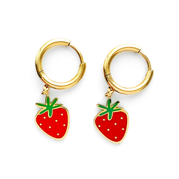 Strawberry Hoop Earrings