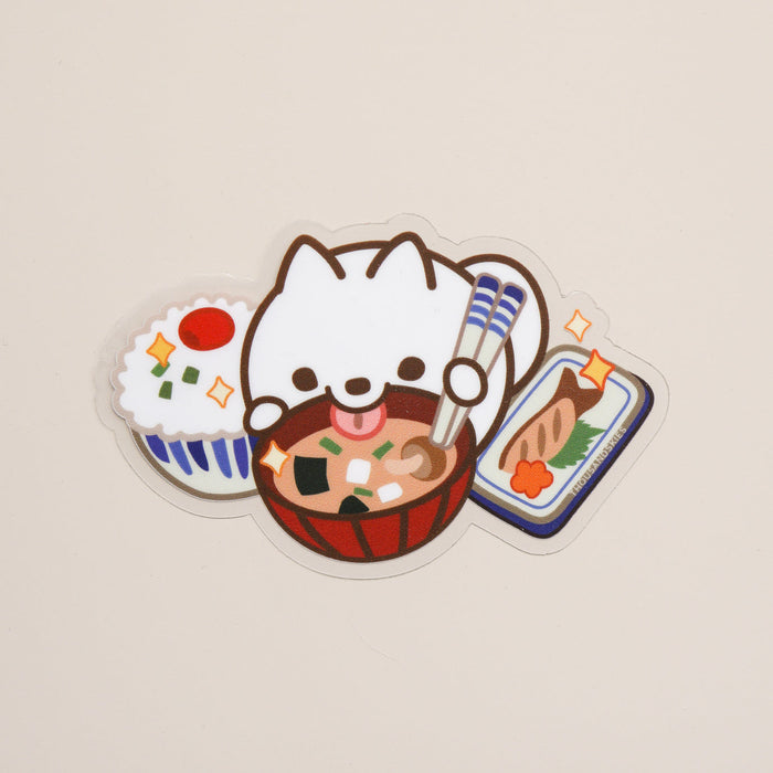 Vinyl Sticker (Transparent) Savory Breakfast - Pom Enjoys Miso Soup