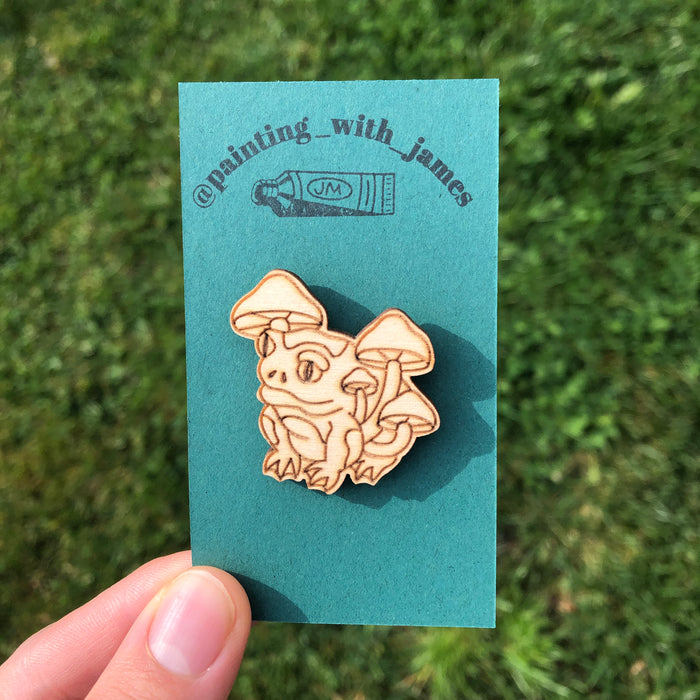 Wooden Mushroom Toad Pin