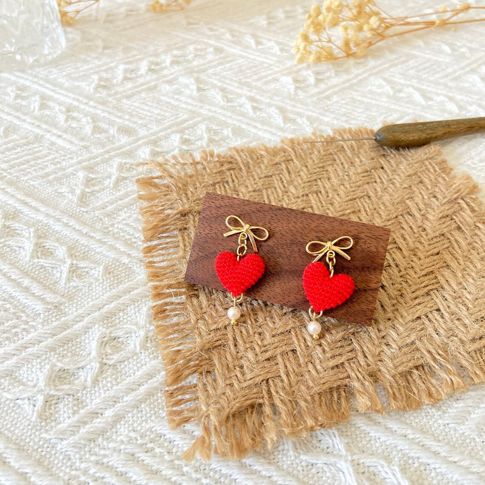 Handmade Microcrochet Hearts Earrings