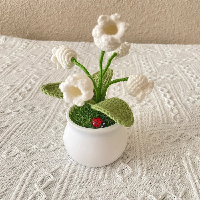 Potted Crochet Lily of the Valley (Light up Crochet Flower) (2 sizes)