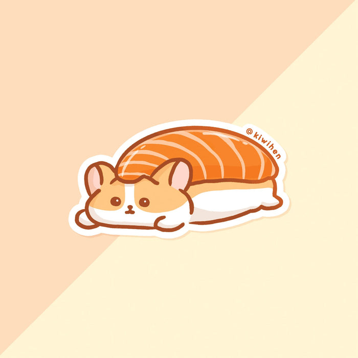 Salmon Sushi Corgi Vinyl Sticker