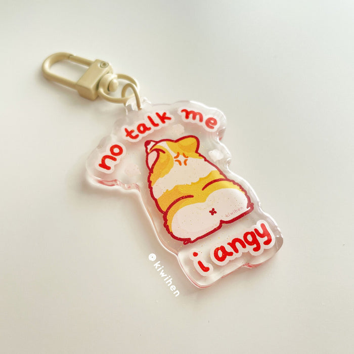 No Talk Me I Angy Corgi Acrylic Charm