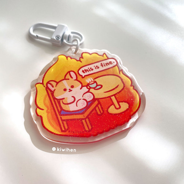 This is Fine Corgi Acrylic Charm