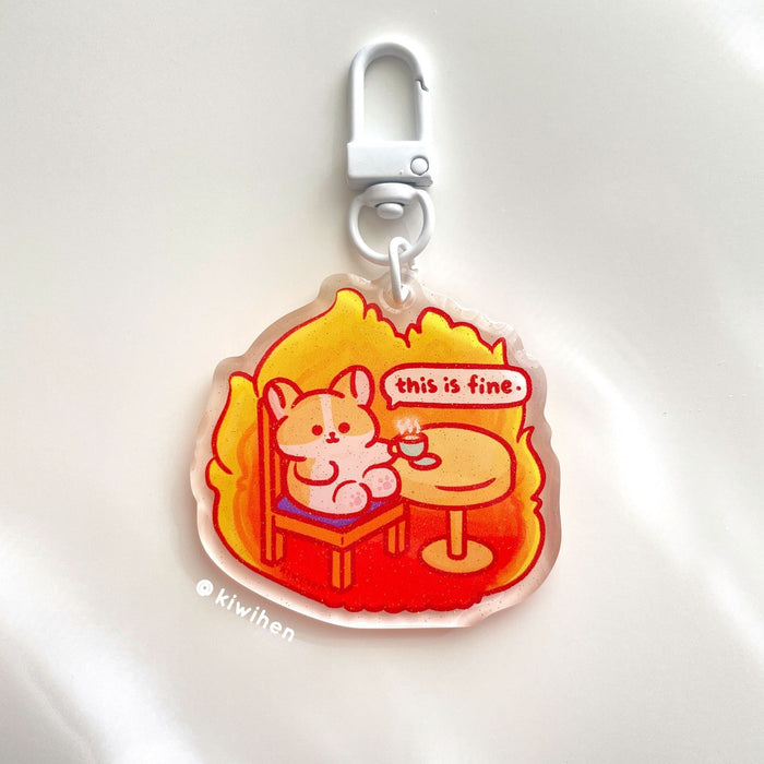 This is Fine Corgi Acrylic Charm