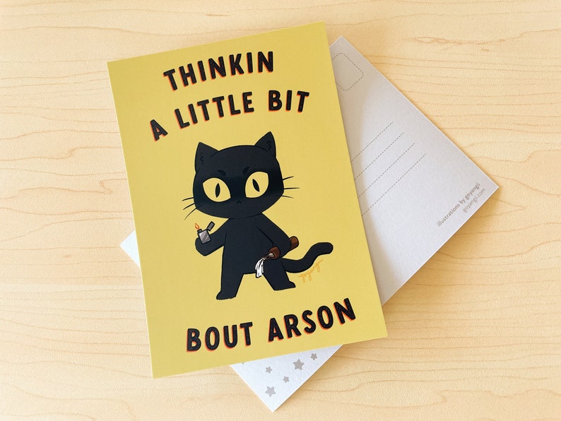 Arson Cat Mini Print / Postcard