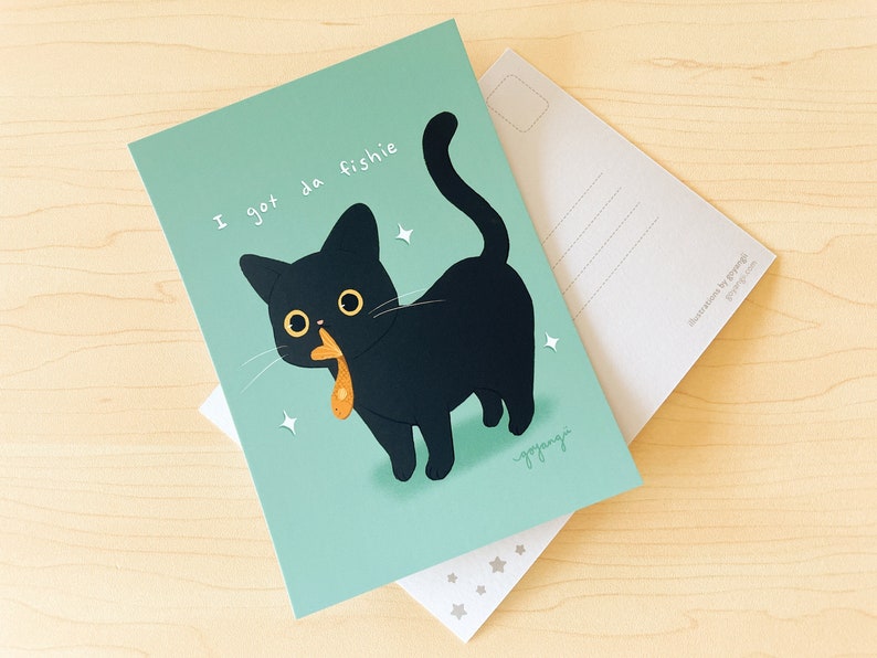 Fishie Kittie Mini Print / Postcard