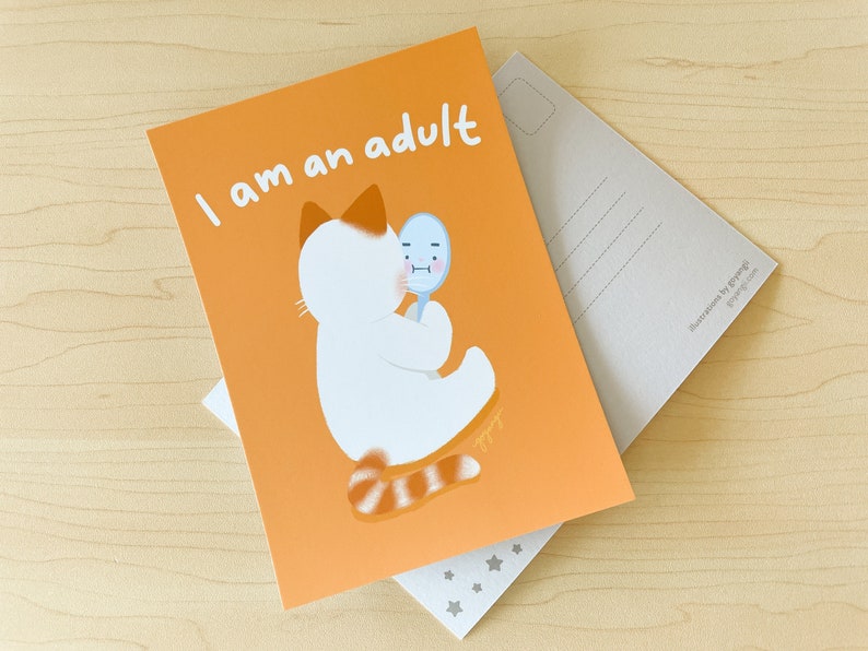 Adult Cat Mini Print / Postcard