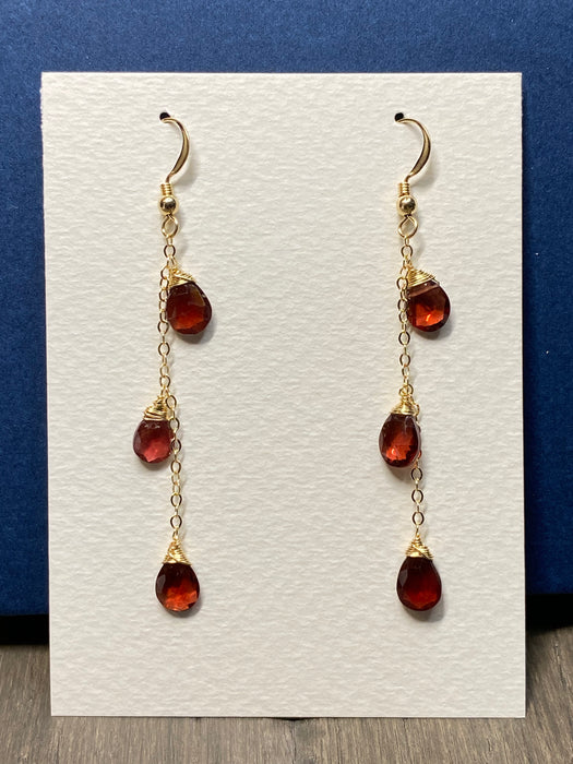 Three Garnet Drops Earring (#72)