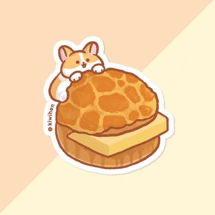 Pineapple Bun Corgi Vinyl Sticker