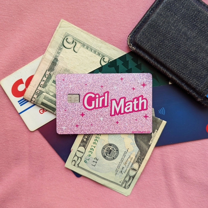 Girl Math Barbie Glitter Card Skin Sticker