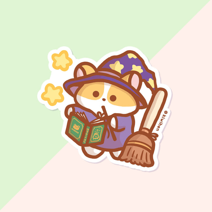 Witch Corgi Vinyl Sticker