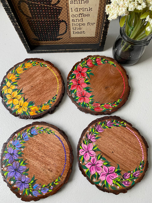 Floral Log Coasters