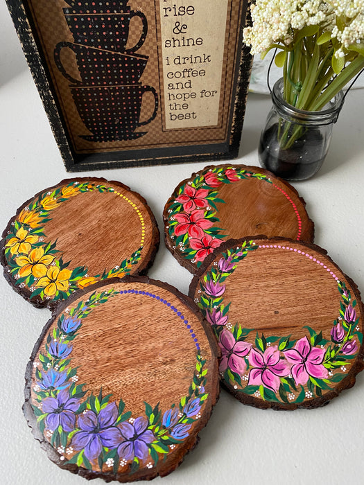 Floral Log Coasters