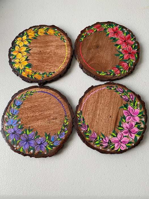 Floral Log Coasters