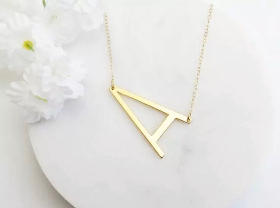 Initial necklace , personalized letter necklace, monogram necklace , large letter necklace, statement necklace