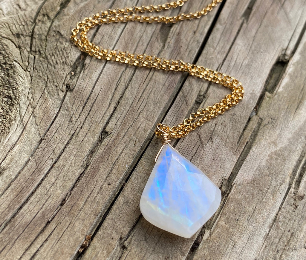 Whoa! Natural blue flash moonstone pendant necklace - lots cheapest of fire