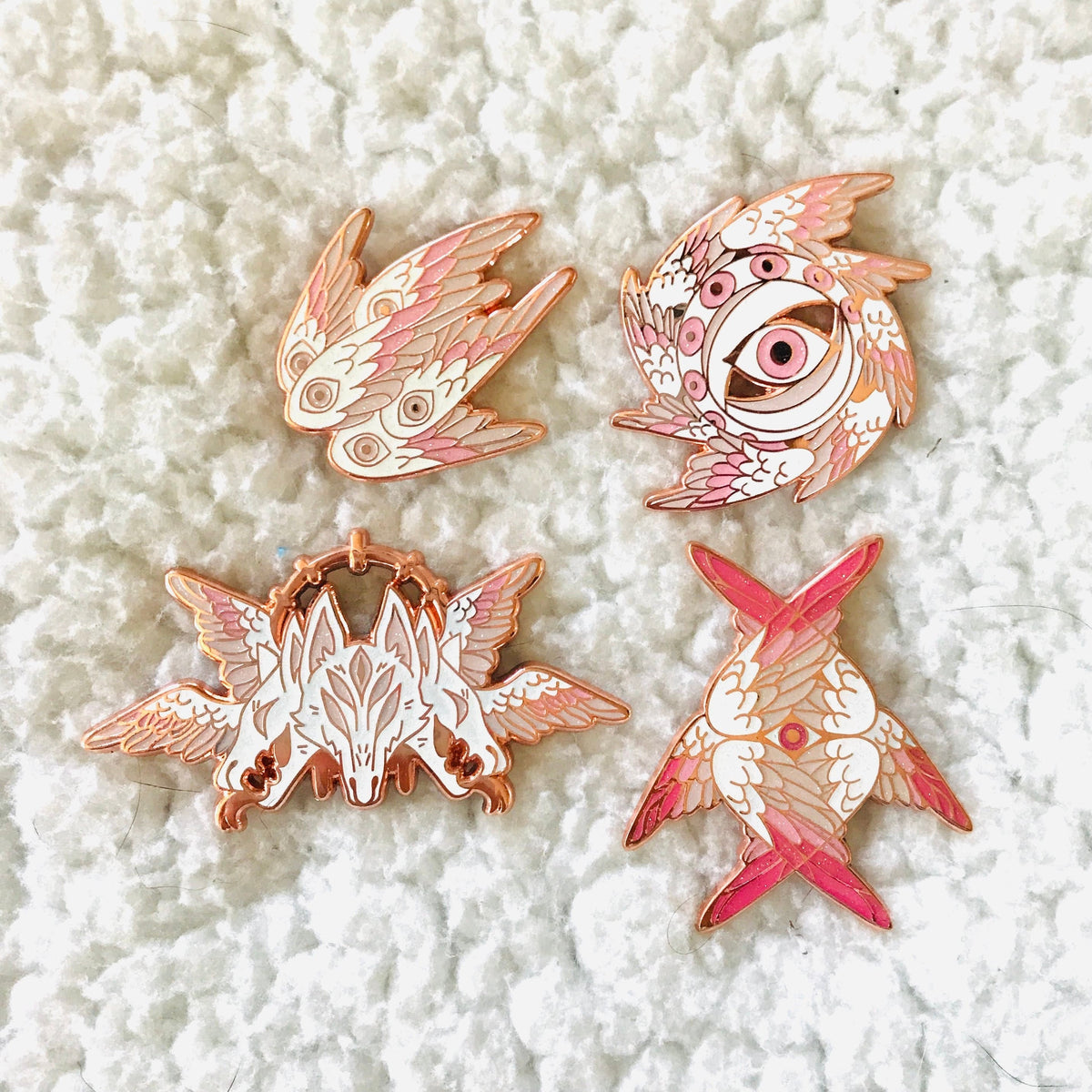 Valentine's Day Pink Glitter Angelology Pins — San José Made