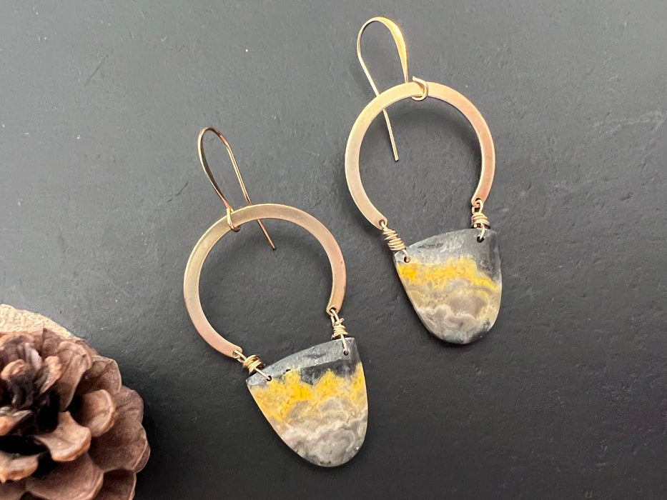 Statement earrings, Bumblebee jasper Earrings, natural stone earrings