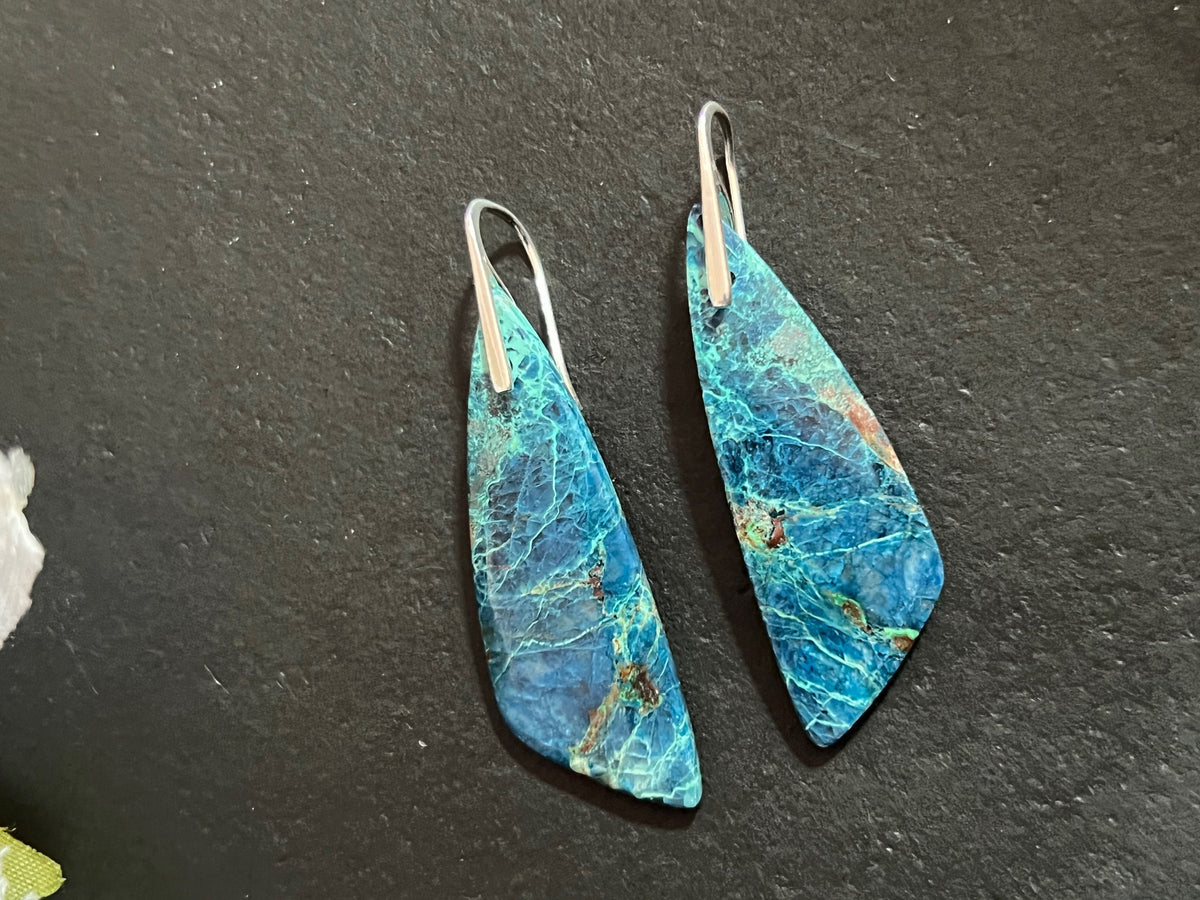 Chrysocolla offers Silver Earrings