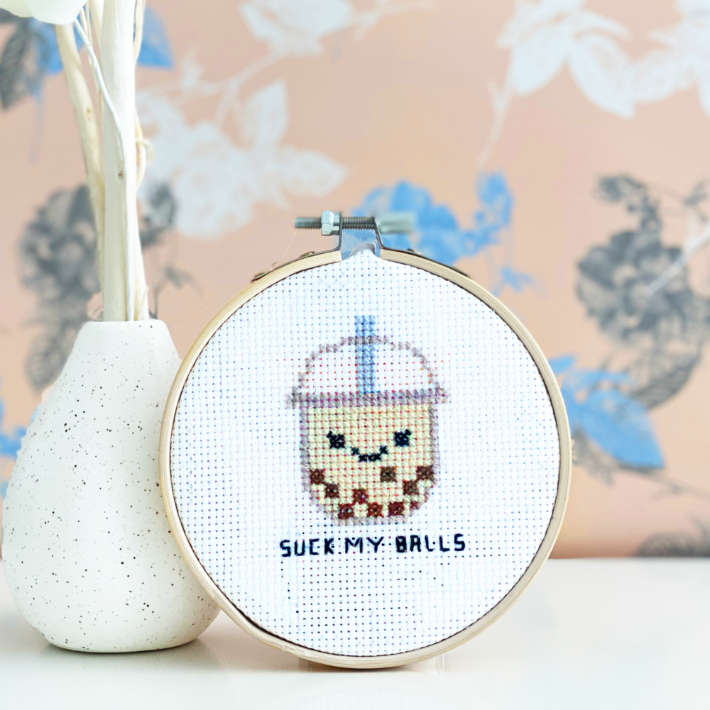 Suck My (Tapioca) Balls - DIY Cross Stitch Kit — San José Made